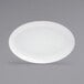 A white oval plate on a white background.