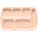 GET TR-151 Tan Melamine 10 inch x 15 1/2 inch Right Hand 6 Compartment Tray - 12/Pack