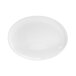 A large, bright white oval porcelain platter with a smooth coupe design.