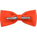 A close-up of an orange Henry Segal clip-on bow tie.