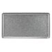 A rectangular stainless steel plate with an antique finish.