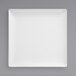 A Front of the House bright white square porcelain plate on a gray background.
