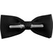 A black Henry Segal poly-satin clip-on bow tie with a silver metal bar.