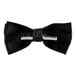A Henry Segal black poly-satin bow tie with a silver clip.