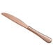 An Acopa Vernon rose gold stainless steel dinner knife with a handle.