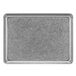 A close-up of a rectangular Front of the House stainless steel plate with an antique finish.