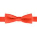 A close-up of a Henry Segal orange poly-satin bow tie with an adjustable band.