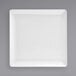 A Front of the House bright white square porcelain plate on a white background.