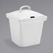 A white square porcelain pot with a notched lid.