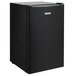 A black Hamilton Beach compact refrigerator with a white background.