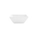 A small, bright white square porcelain bowl.