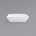 A white rectangular bowl on a gray background.