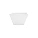 A white, tall, square porcelain bowl with a modern design.