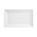 A bright white rectangular porcelain plate.
