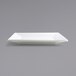 A close up of a white rectangular Front of the House Kyoto porcelain plate.
