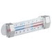 A close-up of an AvaTemp refrigerator/freezer thermometer with red and blue lines on a white background.