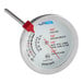 A close-up of an AvaTemp 5" Probe Dial Meat Thermometer with a red handle.
