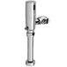 A Zurn chrome metal toilet flush valve.