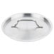 A silver Vollrath stainless steel lid with a handle.