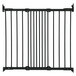 A black metal BabyDan safety gate with metal bars.