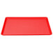 a red rectangular tray on a white background
