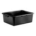 A black Carlisle polyethylene bus tub with a handle.