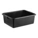 A black high density polyethylene bus tub with a handle.