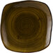 a green square plate with a spiral pattern