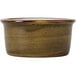 A brown Tuxton China ramekin with a brown surface.