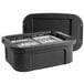 A black Vollrath food pan carrier with a divider.