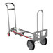 A silver Magliner hand truck with black wheels.