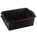 A black plastic rectangular Vollrath bus tub with handles.