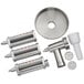 A set of stainless steel Avantco pasta rollers and cutters.