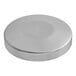 A silver circular 3" Tap Tower Cap.