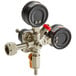 A close up of a 2-gauge CO2 regulator valve.