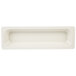 A white rectangular melamine food pan with a rectangular edge.