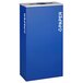 A blue rectangular paper recycling bin with white text.