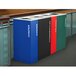 A row of different colored Ex-Cell Kaiser rectangular paper receptacles, including a blue one with white text.