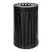 A black metal Ex-Cell Kaiser outdoor trash can with a flat top lid.