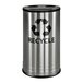 A stainless steel Ex-Cell Kaiser 3 stream recycling bin with the word recycle in black on it.