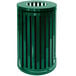 A green metal Ex-Cell Kaiser Streetscape outdoor trash receptacle.