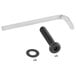 A black screw and washer set with a hex key.