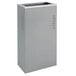 A rectangular hammered grey Ex-Cell Kaiser trash receptacle with a black lid.