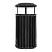 A black Ex-Cell Kaiser Streetscape outdoor trash can with a black lid.