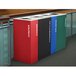 A row of rectangular Ex-Cell Kaiser Ruby Texture recycle bins in different colors.