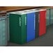 A row of different colored Ex-Cell Kaiser Kaleidoscope XL rectangular recycle bins with white text.