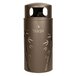 A brown steel Ex-Cell Kaiser outdoor trash receptacle with bamboo design.