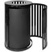 A black metal Ex-Cell Kaiser outdoor trash receptacle with a metal cage.