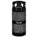 A black Ex-Cell Kaiser round trash can with a black dome lid with holes in it.