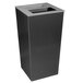 A black rectangular Ex-Cell Kaiser Metro Companion XL trash receptacle with a silver top